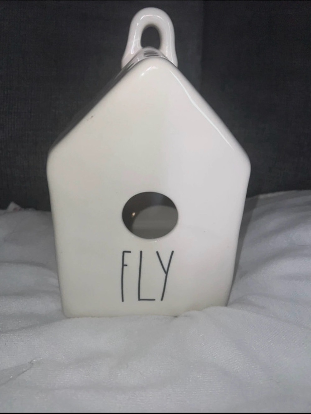 Rae Dunn Artisan Collection  "FLY" White Ceramic Birdhouse Home Decor